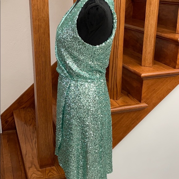 ASOS TFNC London Mint Green Sequin Wrap Dress - Picture 13 of 13